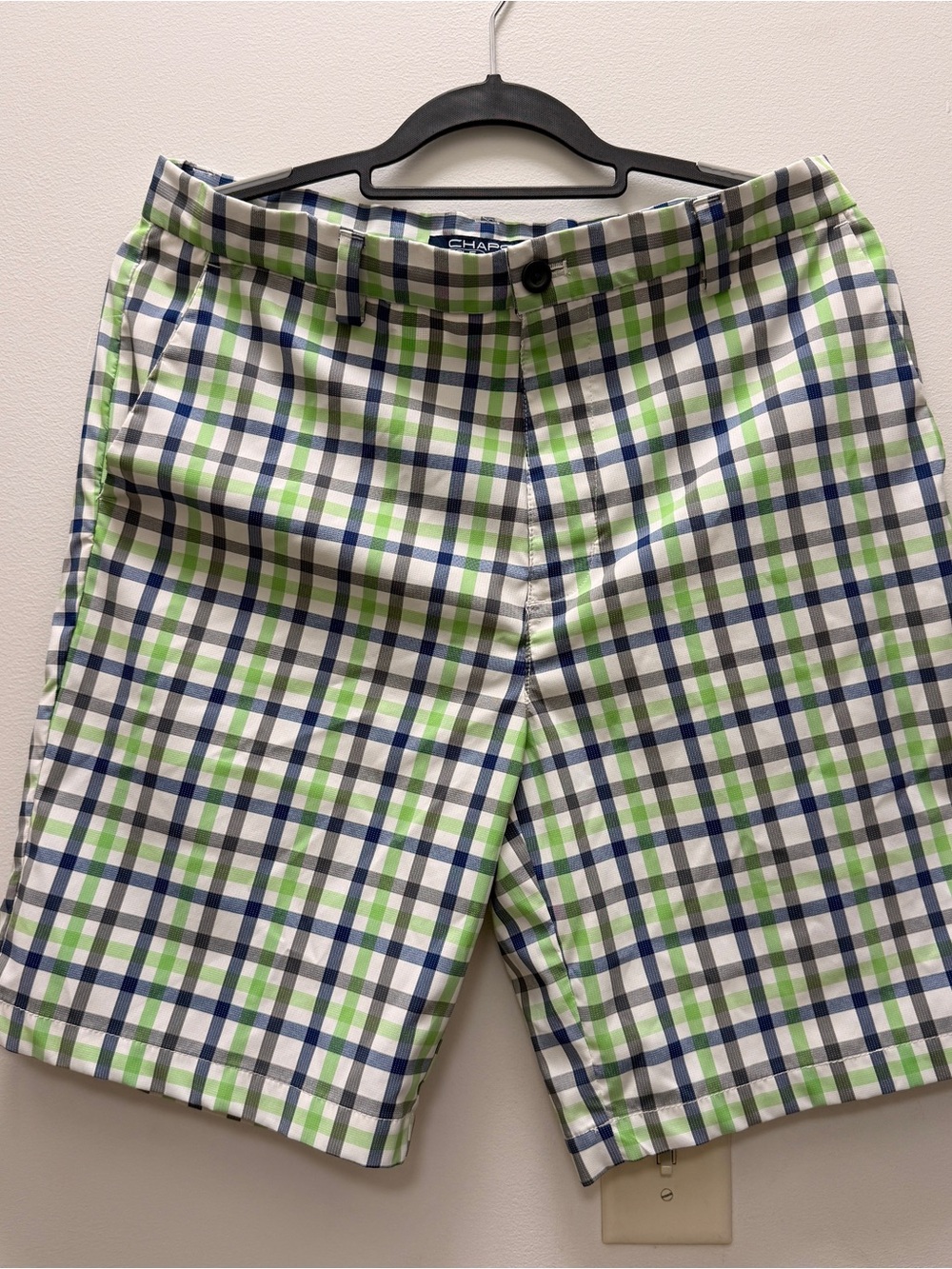 Chaps Green Navy & White Plaid Athletic Shorts